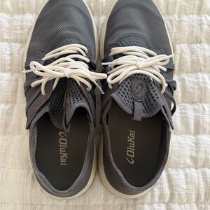 OluKai Charcoal Sneakers with Cream Laces